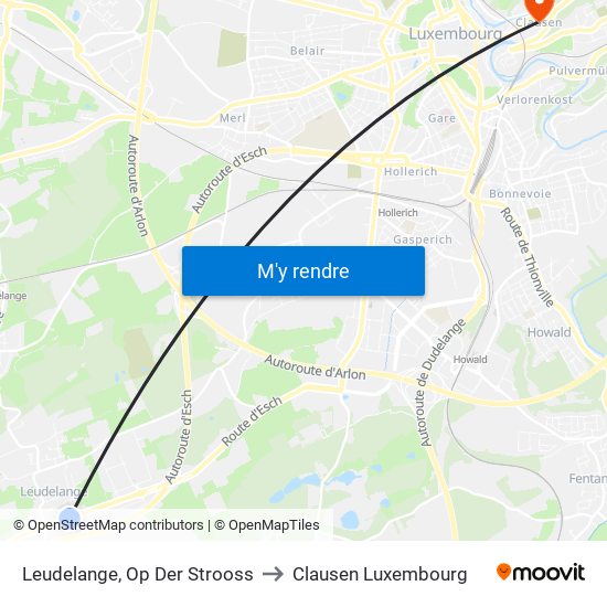 Leudelange, Op Der Strooss to Clausen Luxembourg map