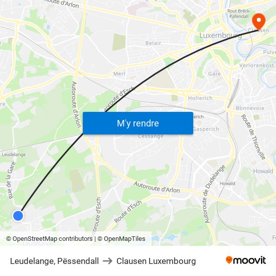 Leudelange, Pëssendall to Clausen Luxembourg map