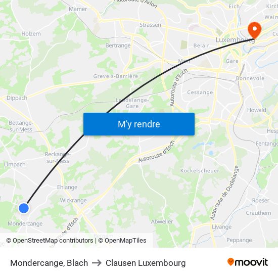 Mondercange, Blach to Clausen Luxembourg map