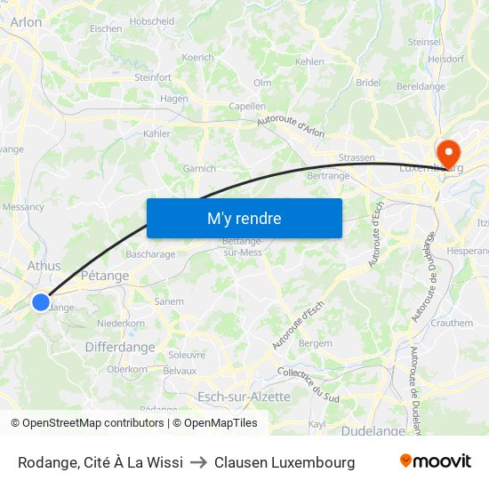 Rodange, Cité À La Wissi to Clausen Luxembourg map