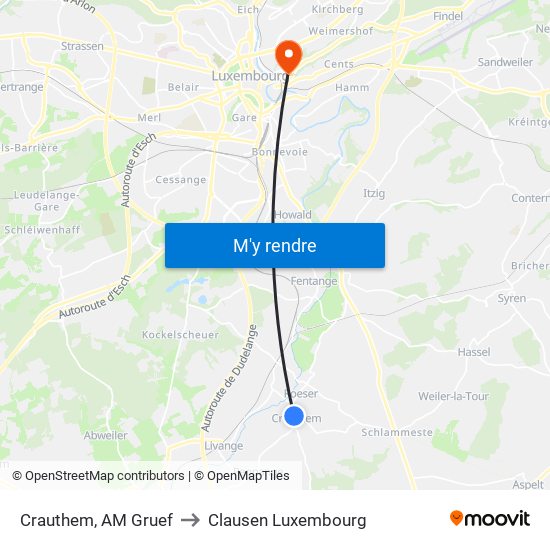 Crauthem, AM Gruef to Clausen Luxembourg map