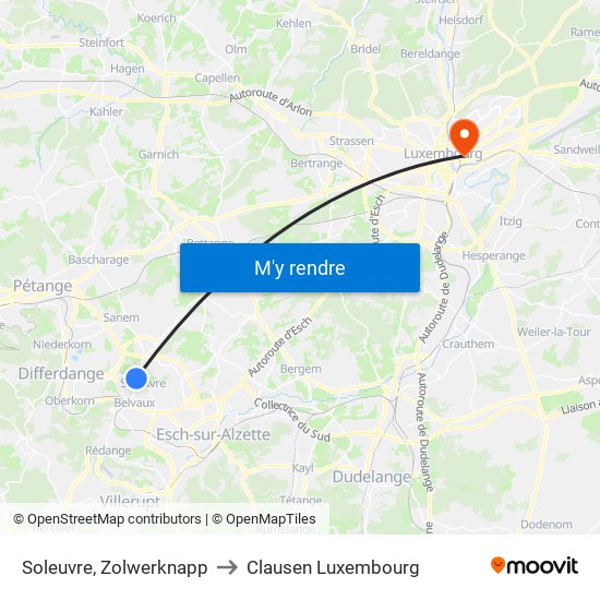 Soleuvre, Zolwerknapp to Clausen Luxembourg map