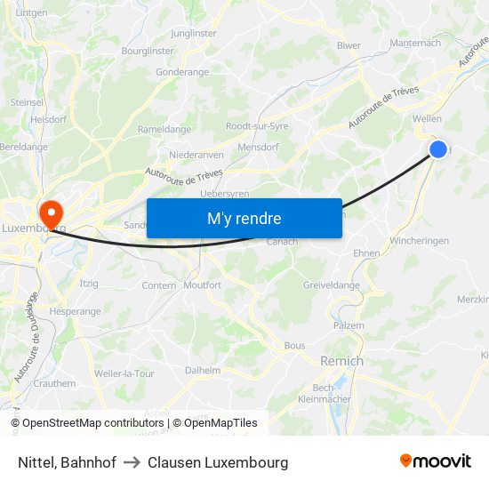 Nittel, Bahnhof to Clausen Luxembourg map