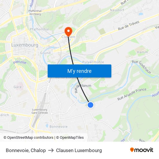 Bonnevoie, Chalop to Clausen Luxembourg map