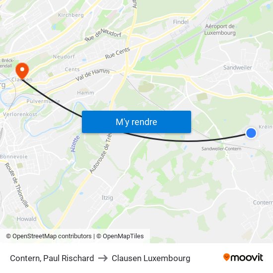 Contern, Paul Rischard to Clausen Luxembourg map