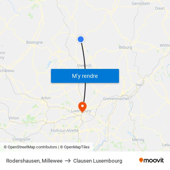 Rodershausen, Millewee to Clausen Luxembourg map