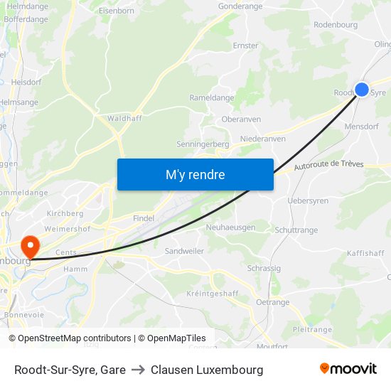 Roodt-Sur-Syre, Gare to Clausen Luxembourg map