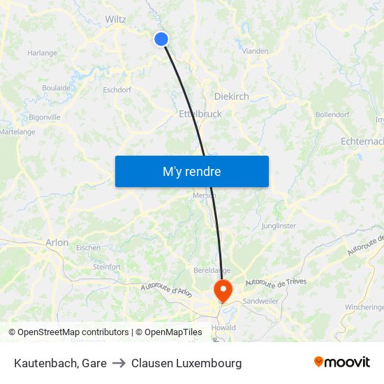 Kautenbach, Gare to Clausen Luxembourg map