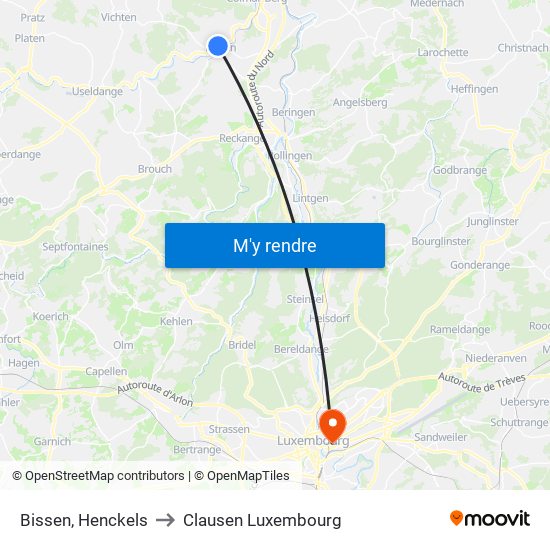 Bissen, Henckels to Clausen Luxembourg map