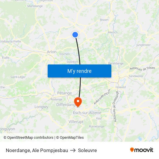 Noerdange, Ale Pompjesbau to Soleuvre map