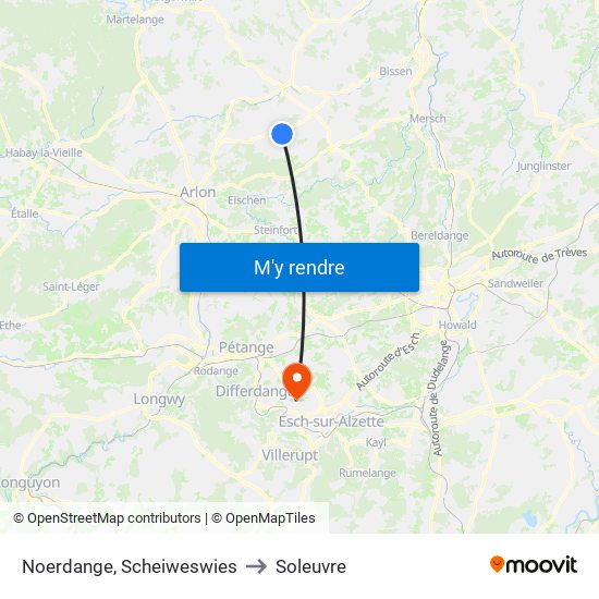 Noerdange, Scheiweswies to Soleuvre map