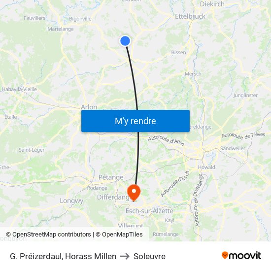 G. Préizerdaul, Horass Millen to Soleuvre map