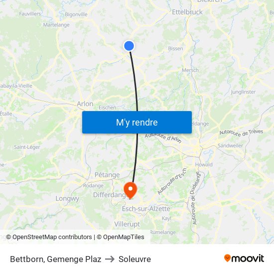 Bettborn, Gemenge Plaz to Soleuvre map