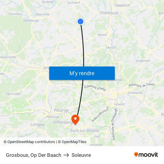 Grosbous, Op Der Baach to Soleuvre map