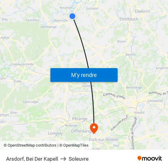 Arsdorf, Bei Der Kapell to Soleuvre map