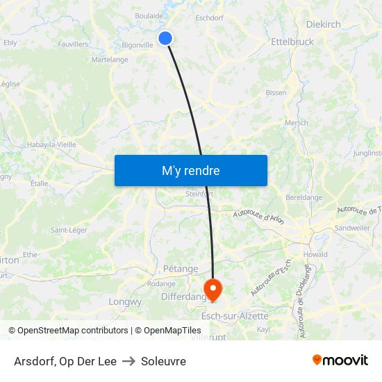 Arsdorf, Op Der Lee to Soleuvre map