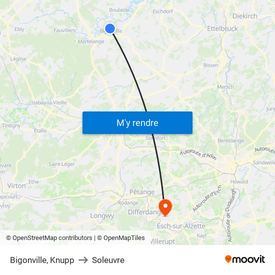 Bigonville, Knupp to Soleuvre map