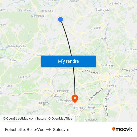 Folschette, Belle-Vue to Soleuvre map