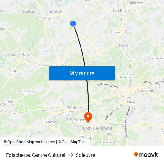 Folschette, Centre Culturel to Soleuvre map