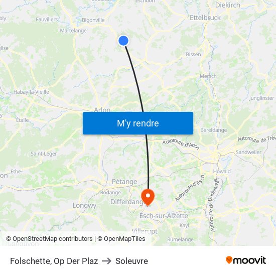 Folschette, Op Der Plaz to Soleuvre map