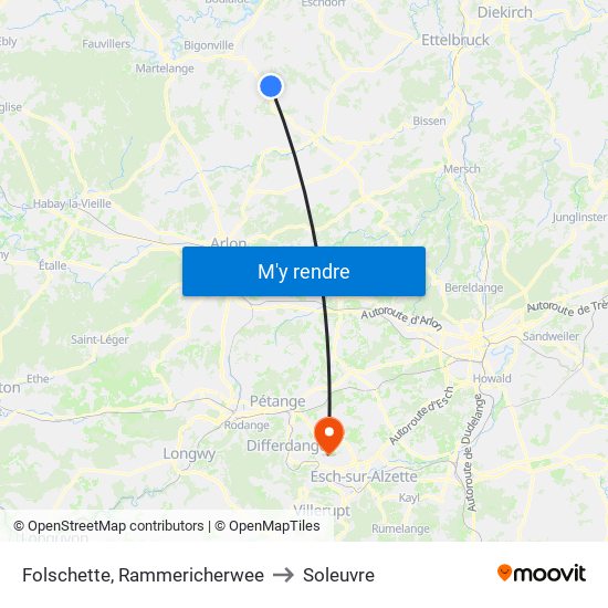 Folschette, Rammericherwee to Soleuvre map