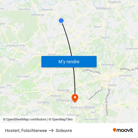 Hostert, Folschterwee to Soleuvre map