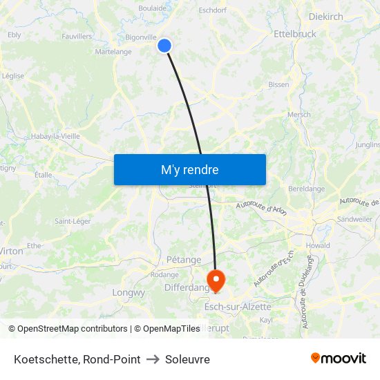 Koetschette, Rond-Point to Soleuvre map