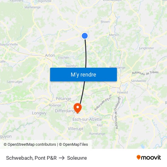 Schwebach, Pont P&R to Soleuvre map