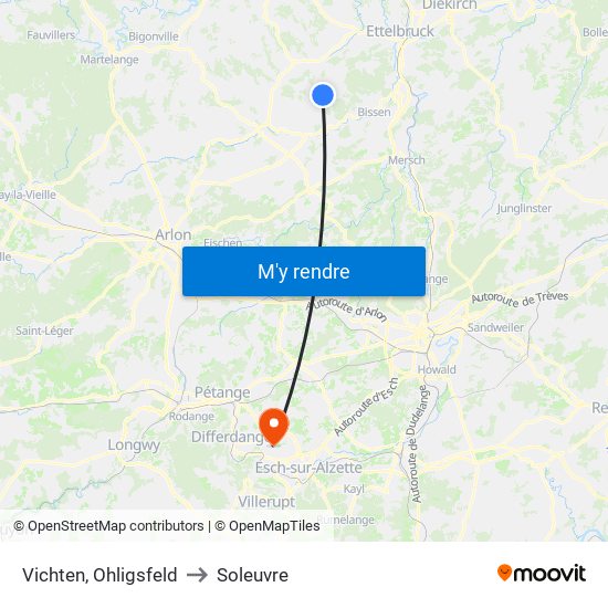 Vichten, Ohligsfeld to Soleuvre map