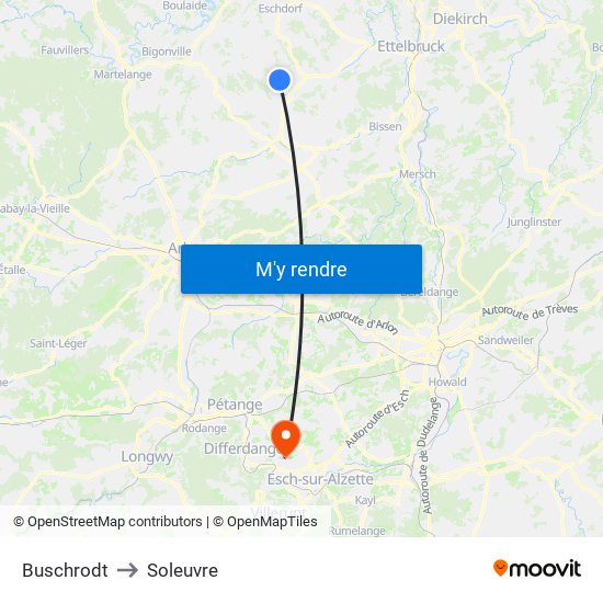Buschrodt to Soleuvre map