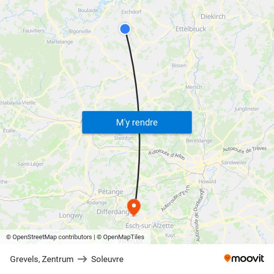 Grevels, Zentrum to Soleuvre map