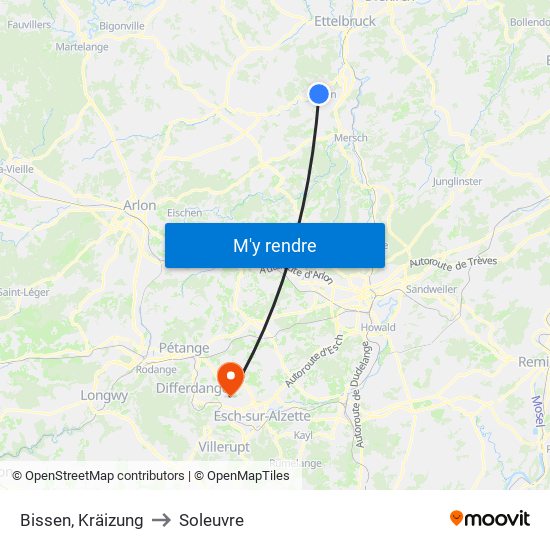 Bissen, Kräizung to Soleuvre map