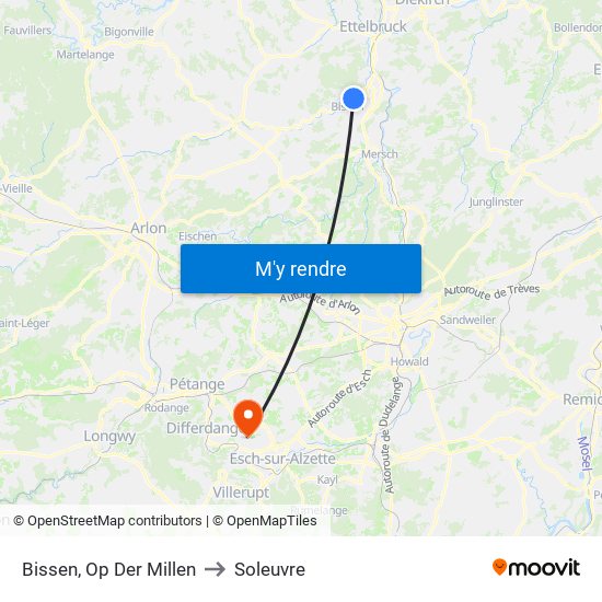 Bissen, Op Der Millen to Soleuvre map
