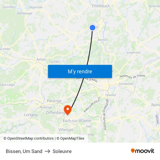 Bissen, Um Sand to Soleuvre map