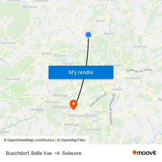 Buschdorf, Belle Vue to Soleuvre map