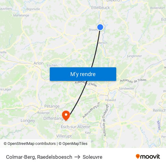 Colmar-Berg, Raedelsboesch to Soleuvre map