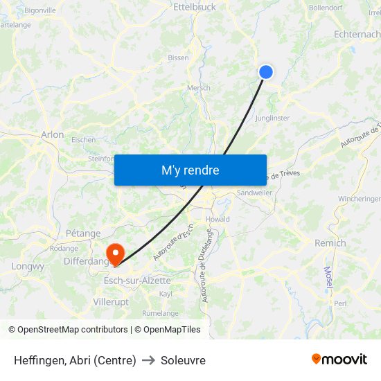 Heffingen, Abri (Centre) to Soleuvre map