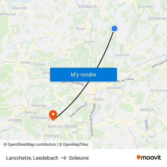Larochette, Leedebach to Soleuvre map