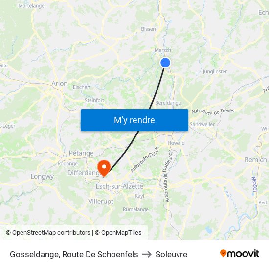 Gosseldange, Route De Schoenfels to Soleuvre map