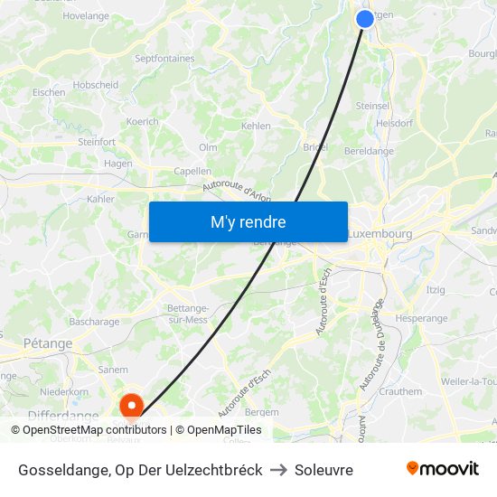 Gosseldange, Op Der Uelzechtbréck to Soleuvre map