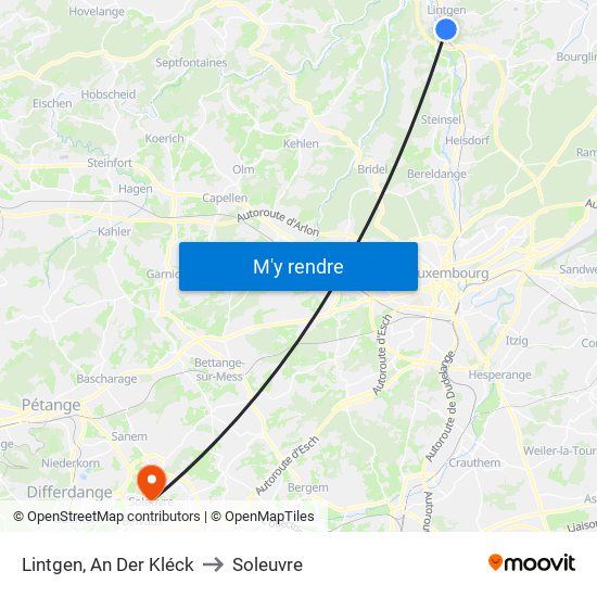 Lintgen, An Der Kléck to Soleuvre map
