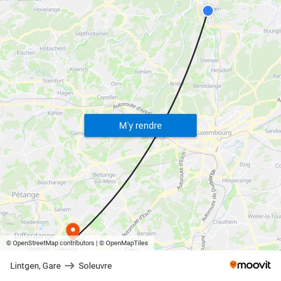 Lintgen, Gare to Soleuvre map