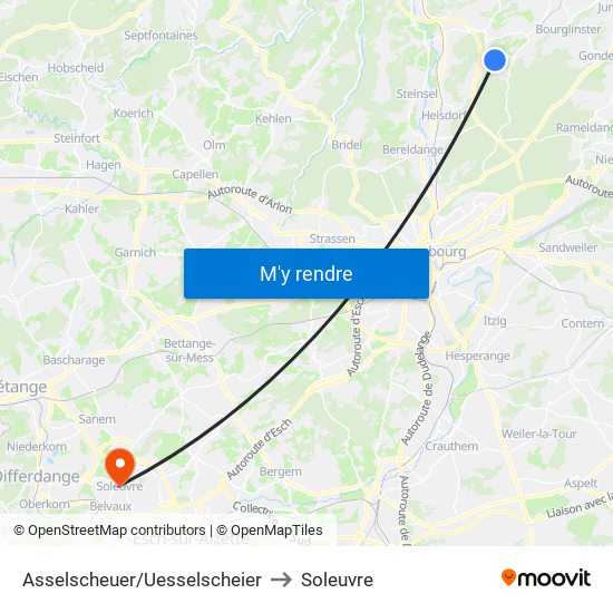 Asselscheuer/Uesselscheier to Soleuvre map