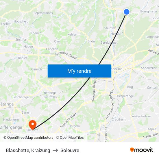 Blaschette, Kräizung to Soleuvre map