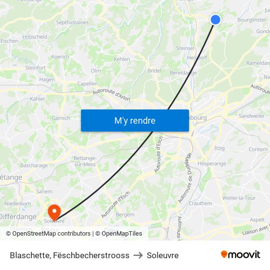 Blaschette, Fëschbecherstrooss to Soleuvre map