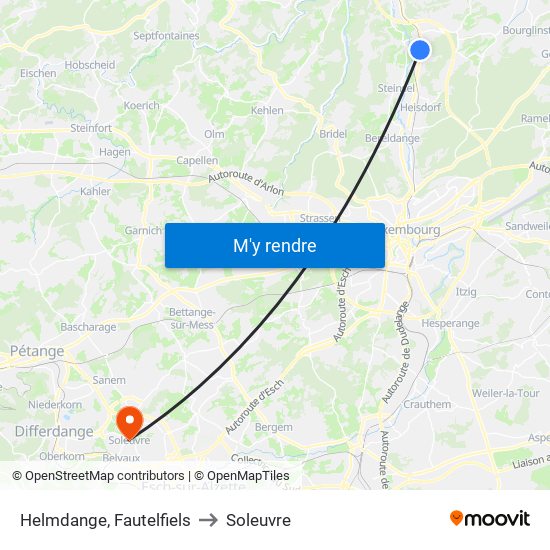 Helmdange, Fautelfiels to Soleuvre map