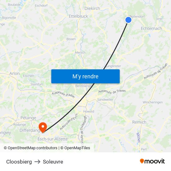 Cloosbierg to Soleuvre map