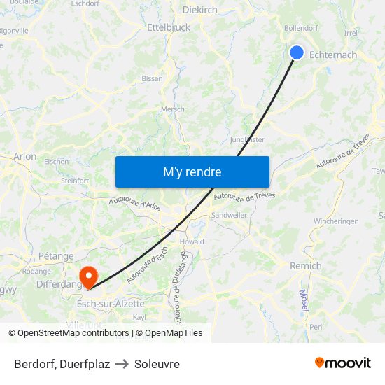 Berdorf, Duerfplaz to Soleuvre map