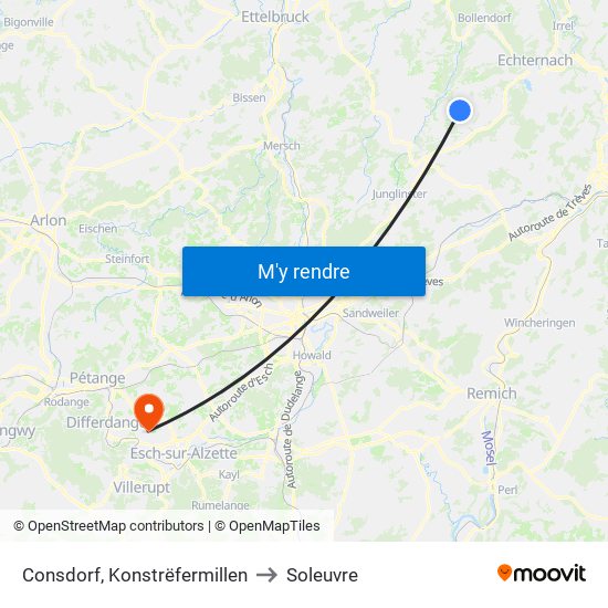 Consdorf, Konstrëfermillen to Soleuvre map