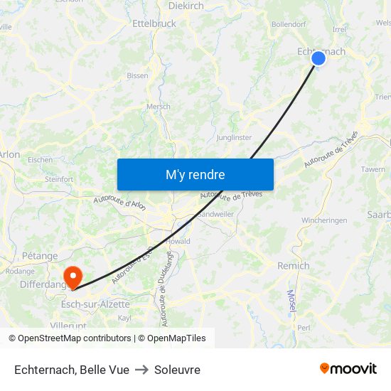 Echternach, Belle Vue to Soleuvre map